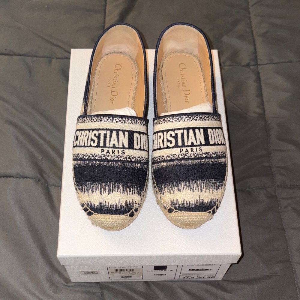 💙 Christian Dior Granville Navy & Cream Espadrilles